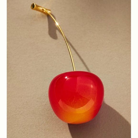 Anthropologie Cherry Drop Earrings in Red/Orange & Gold - NWT - Picture 2 of 4
